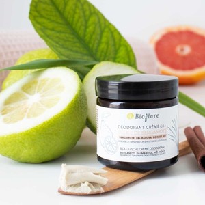 Déodorant crème à la bergamote Bioflore de qualité supérieure, pot en verre, 100% naturel, sans parfum synthétique, doux pour la peau, biologique, unisexe - Product Image 3