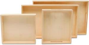 Juego de Bandejas de Madera DIY, Paquete de 4 Bandejas Encajables con Asas, Diseño Tradicional, Decoración para el Hogar, Técnica de Grabado para Servir en Bodas - Product Image 4