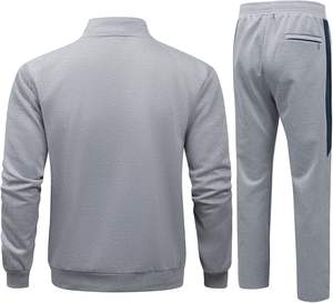 Ensemble de survêtement 2-en-1 pour homme, décontracté, hiver, respirant, polaire, fermeture éclair intégrale, manches longues, coton, confortable, pour l'entraînement et le jogging - Product Image 4