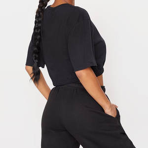 ชุดออกกำลังกายแบรนด์หรูสำหรับผู้หญิงปี 2026 เสื้อครอปท็อปผ้าฝ้าย 100% กางเกงจ็อกเกอร์ ชุดวอร์ม 2 ชิ้น สำหรับสาวๆ - Product Image 1