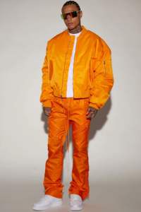 Chaqueta Bomber Personalizada para Hombre, Color Blanco Sólido, Invierno, MA1, Lona, Impermeable, Cortavientos, Transpirable, Cuello Camisero, Estilo Urbano - Product Image 3