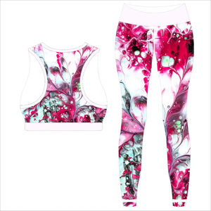 Sublimation fitness wear legging and sports bra two piece set <b>Skort</b> Red breathable sublimation 2piece <b>womens</b> set - Product Image 6