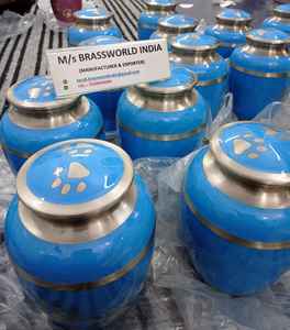 Urnes de crémation en laiton en aluminium de qualité supérieure urnes de stockage de cendres d'animaux de compagnie bleues et roses Construction en métal - Product Image 3