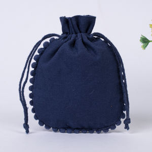 Contenedor de joyería con cordón de algodón azul marino de alta calidad, diseño indio hecho a mano, logotipo personalizable para embalaje de regalo - Product Image 1