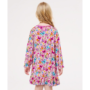 Chemises de nuit décontractées à manches longues pour filles, tailles 3T-12Y, fabriquées en tissu tissé doux dérivé du bambou - Product Image 3