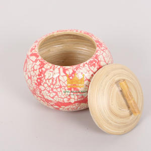 Mother of pearl round spun bamboo <b>jewelry</b> jar set best selling trinket jars and <b>boxes</b> wholesale in bulk from Vietnam - Product Image 2