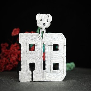 Colgante con Inicial de Moissanita de Corte Brillante Redondo para Hombre y Mujer de Phoenix Enterprise, Joyería Hip Hop con Incrustaciones de Diamantes - Product Image 3