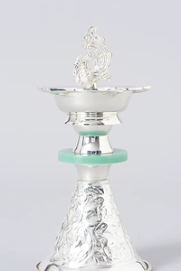 Laiton argenté et pierre verte Samai pour la maison et la décoration religieuse à vendre - Product Image 4