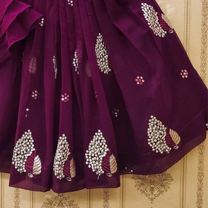 Ensemble ethnique Shoryam Fashion pour filles, lehenga choli brodé violet, entièrement cousu, coupe régulière, longueur au sol, pour les fêtes - Product Image 3