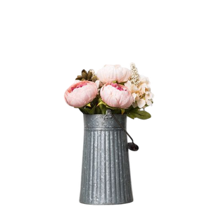 Vase à fleurs galvanisé de luxe moderne et jardinière en métal avec poche murale pour la décoration de la maison et du jardin pour la maison - Product Image 1