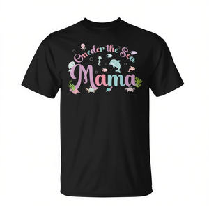 เสื้อยืดปาร์ตี้วันเกิดครอบครัว Oneder the Sea Mama Birthday Girl Boy - เสื้อยืดโปรโมชั่นที่ปรับแต่งได้ - Product Image 2