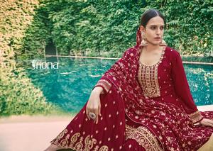 ชุดสูท salwar ผ้าไหม Chinon สำหรับงานแต่งงานพร้อมงานปักเรียงตามลำดับซัพพลายเออร์จาก Surat - Product Image 5