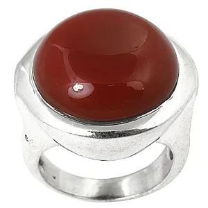 925 Silver Statement <b>Ring</b> for Women Trendy <b>Opening</b> Gemstone Red Carnelian Stone Inlay Number Geometric Shape Religious Style - Product Image 3