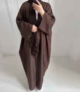 Vestido longo Kaftan Abaya para mulheres, vestido elegante de manga solta, vestido Kaftan Dubai para mulheres, design simples e sólido