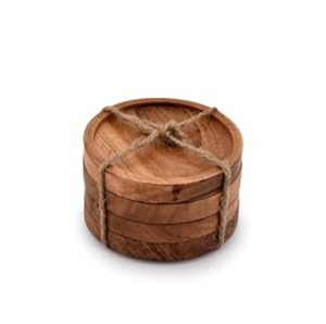 Handcrafted round <b>wood</b> <b>coaster</b> with smooth edge natural wooden drink mat for cups mugs and glasses from Vietnam - Product Image 6