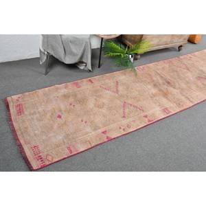 Alfombra turca Vintage de 28x143 pies, Beige, rosa, área grande, tejido de lana Jacquard, patrón abstracto, modelo de pasillo Rectangular, respaldo de látex - Product Image 1