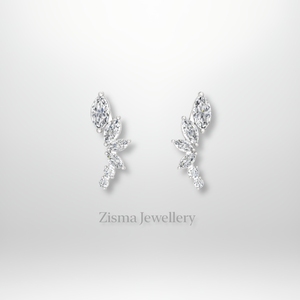 Los más vendidos de lujo para mujer, pendientes de tuerca para trepador de oreja, oro sólido de 14K y 18K, diamantes naturales de corte brillante, IGI GIA - Product Image 6