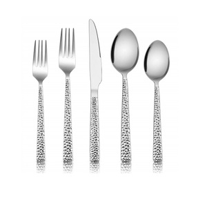 Ensemble de couverts plaqué argent avec poignée martelée en acier inoxydable pour le dîner de mariage et la table - Product Image 4