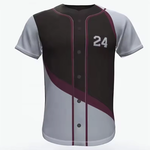 Conjunto de Jersey de ropa deportiva a rayas azules con botones completos para hombre, uniformes de equipo de béisbol y softbol de talla grande transpirables impresos - Product Image 3