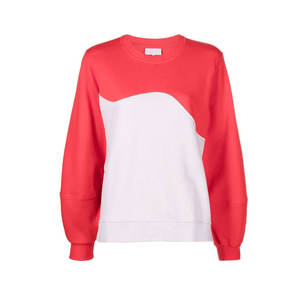 Sudadera de mujer de algodón francés con bordado de logotipo personalizado, de gran tamaño, color sólido, hombros caídos y cuello redondo. - Product Image 3
