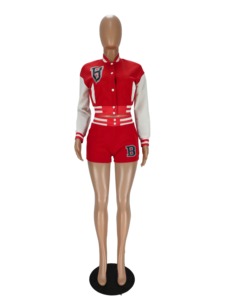 ชุดเสื้อแจ็กเก็ตกางเกงขาสั้นสำหรับผู้หญิงชุด2ชิ้นแบบปรับแต่งได้เสื้อแจ็กเก็ตเอวสูงและกางเกงเอวสูง - Product Image 3