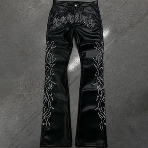 2025 New Leather Design Custom breathable <b>Men</b> Casual Rhinestone and Embroidery fashion Hoodies And Sweatpants <b>Joggers</b> Set - Product Image 3