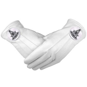 Guantes Past Master Blue Lodge de cuero blanco con emblema de regulación de California negro 2025 Masonic Regalia Freemasons Guantes OEM - Product Image 6