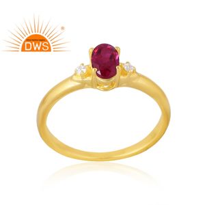 แหวนพลอย925เงินสเตอร์ลิง18K ชุบทอง18K แหวนอัญมณีเพชรสังเคราะห์และทับทิมธรรมชาติเครื่องประดับอัญมณีดีสำหรับผู้หญิงของขวัญสำหรับผู้หญิง - Product Image 1