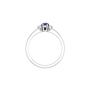 Anello di Fidanzamento Classico con Tanzanite Naturale Taglio a Pera 6x4 e Topazio Bianco, Gioiello Raffinato da Donna con Incastonatura a Griffe - Product Image 2