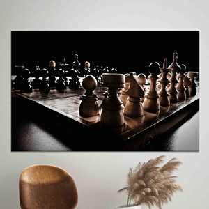 Tableau sur toile élégant à motif d'échecs - Décoration de bureau moderne, toile encadrée - Product Image 1
