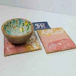 Premium Handmade Eco-Friendly Square <b>Resin</b> Coaster 10cm X 10cm Durable for Modern Dining Table Office Desk Stylish Home Decor - Product Image 2