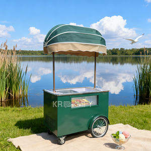 Gelato Push Mobile Street Food Cart Ice Cream <b>Display</b> <b>Case</b> Outdoor Ice Cream Food Truck Push Cart - Product Image 6