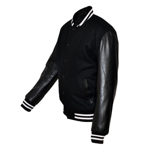 Logotipo personalizado de lana Chenille bordado de béisbol Letterman Collage chaquetas para hombres Vintage de cuero en blanco manga Varsity invierno - Product Image 5