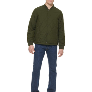 แจ็กเก็ตบอมเบอร์สำหรับผู้ชายผ้าแคนวาสสีเขียวปกตั้งเข้ารูปปกติสำหรับฤดูหนาว - Product Image 5