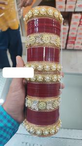 Premium Quality Red and White Bridal <b>Chura</b> Set Beautiful Wedding Bangles with Custom Packaging from India - Product Image 3