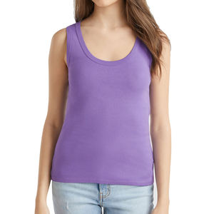 Nouvelle arrivée de femmes 100% coton débardeur chaud uni bleu Slim Fit Design pour l'impression courte longueur - Product Image 1