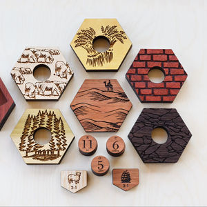Custom Wooden Catan Replacement Tiles And Number Tokens Handcrafted <b>Game</b> <b>Accessories</b> Board Enhancement Luxury Set - Product Image 1