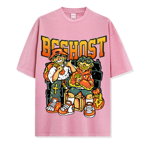 เสื้อยืดคอกลมผ้าฝ้ายเฮฟวี่เวทวินเทจสำหรับผู้ชายเสื้อถัก100% แนวสตรีทแวร์พิมพ์ลาย - Product Image 3