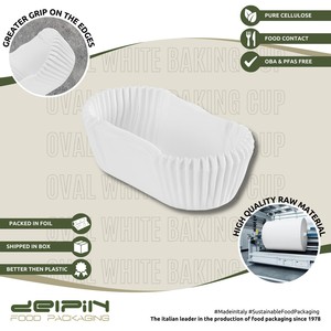 Gobelet à pâtisserie en papier compostable à double paroi ondulée ovale blanc personnalisable, fabriqué en Italie, résistant à la graisse, pour l'emballage de la restauration rapide - Product Image 3