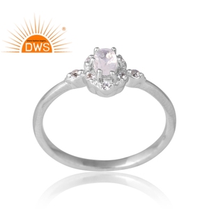 Anillo de piedras preciosas de topacio blanco y Luna arcoíris Natural Chapado en paladio de plata esterlina de nueva tendencia, fabricante de joyería personalizada - Product Image 1