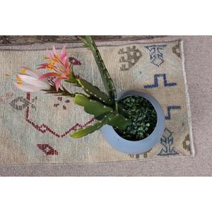 Alfombra Turca, Alfombra Pequeña de 1.2x2.8 pies, Alfombra de Lana Azul y Roja - Product Image 5