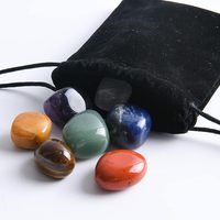 Ensemble de Pierres Chakra et Cristaux de Guérison, 7 Pierres Gravées et Polies de 15-30mm, Kit Sept Chakras de Haute Qualité, Khambhat Inde, Meilleure Vente, Porte-Bonheur