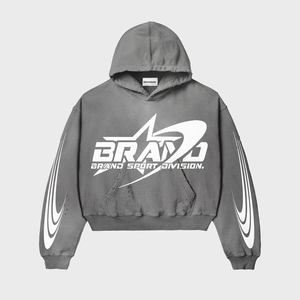 เสื้อฮู้ดดี้ผ้าฟลีซวินเทจแบบสั่งทำพิเศษสำหรับผู้ชาย ล้างสีซีดแบบซันเฟด ผ้าฝ้าย 100% พิมพ์ลายดิจิทัล เสื้อผ้าสตรีทแวร์สำหรับฤดูหนาว ขายส่ง - Product Image 1