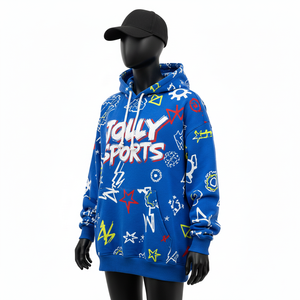 Sudadera Extra Grande para Mujer, Algodón Premium, Felpa de Poliéster, 320 GSM, Azul Suave, Estampado Completo, Logotipo Personalizado con Serigrafía, Sudadera Básica - Product Image 4