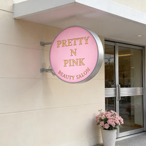 Letrero Publicitario Exterior de Aluminio de Doble Cara, Letrero Personalizado con Logotipo 3D para Estudio, Restaurante, Letrero Redondo con Caja de Luz <span class=keywords><strong>LED</strong></span> - Product Image 2