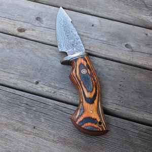 Cuchillo de Caza de Acero de Damasco de Alta Calidad con Mango de Madera para Supervivencia al Aire Libre, Camping, Pesca, Cuchillos de Caza con Hoja de Acero de Damasco - Product Image 3