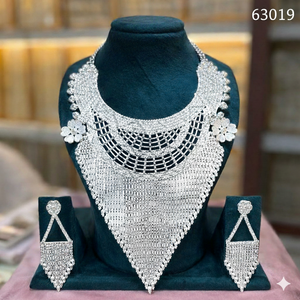 Luxury <b>Gold</b> Finish Peacock Floral Designer Necklace <b>Set</b> with Statement Pendant & Matching <b>Earrings</b> 63111 - Product Image 6