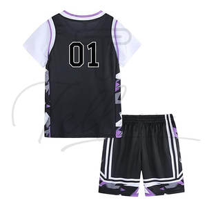 Ensemble d'uniformes de basket-ball pour jeunes garçons, personnalisable, respirant, de haute qualité, 100% polyester, séchage rapide, évacuation de l'humidité, confortable - Product Image 2