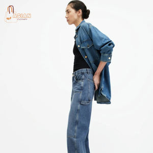 กางเกงยีนส์เดนิม โพลีเอสเตอร์/คอตตอน เป็นมิตรกับสิ่งแวดล้อม ทรงตรงสไตล์วินเทจ ราคาถูก ขายส่ง รับผลิตตามแบบ (OEM) คุณภาพส่งออก - Product Image 1