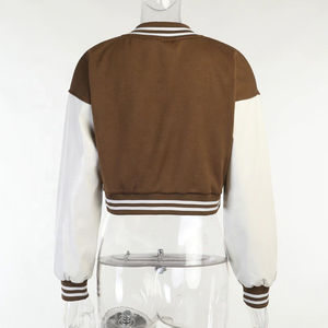 Top Trending Mujeres Custom Printed Bordado Parches Cropped Bomber Varsity Jacket Mujeres Chenille Patched Bomber Varsity Jacket - Product Image 6